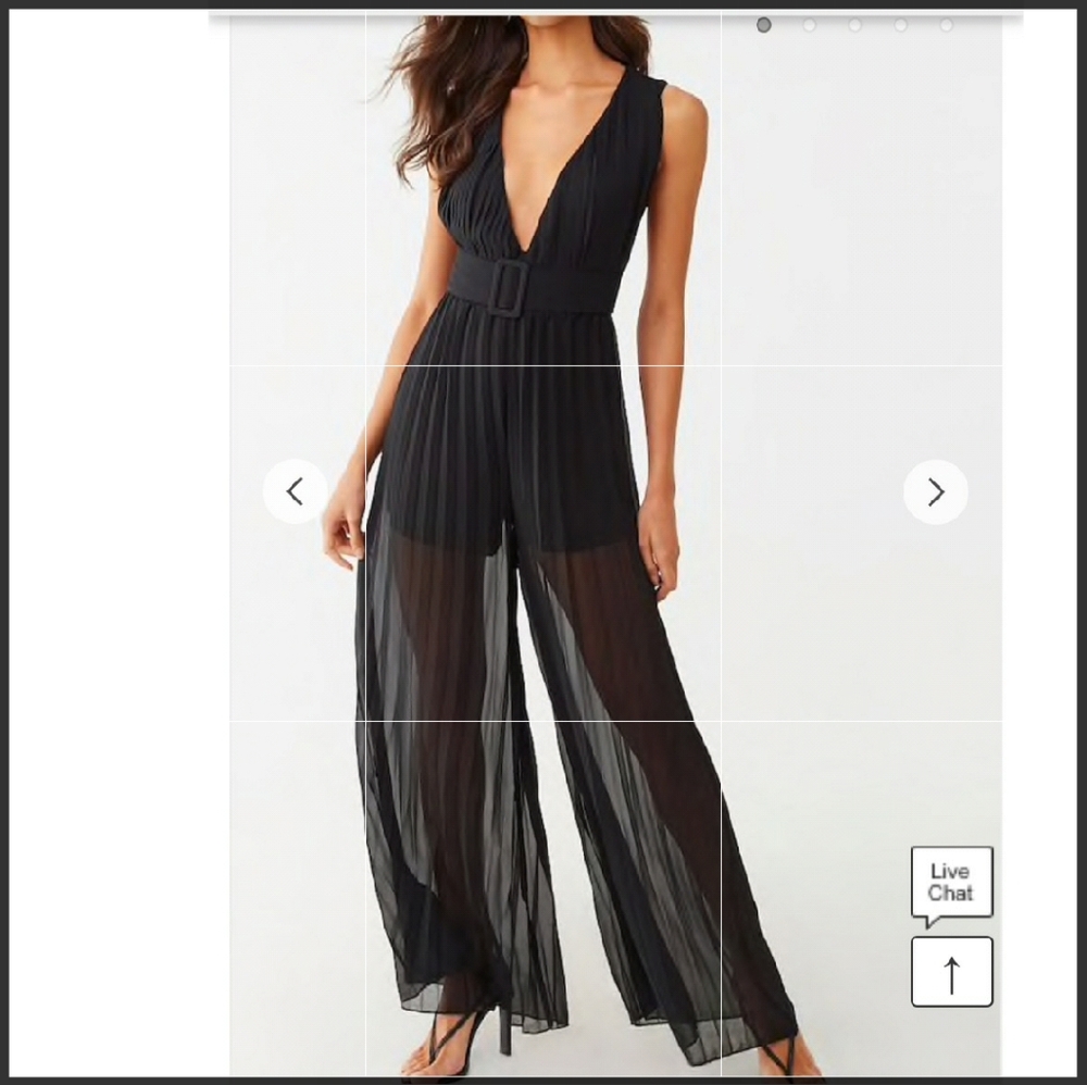 Forever 21 sheer leg low v jumpsuit